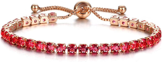 Tennis Bracelets for Women Rose Gold Plated Diamond AAA+ Cubic Zirconia CZ Dainty Classic Adjustable Slider Bracelet Silver Fashion Jewelry Wedding Gift