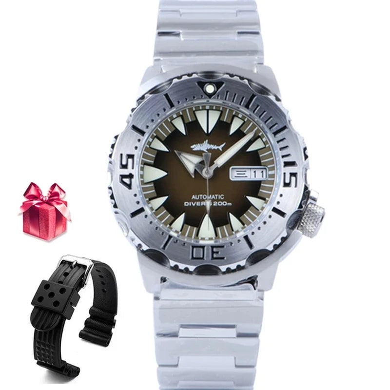 HEIMDALLR Monster V2 Frost Automatic Watch Men NH36A Men'S Mechanical Sapphire Glass 62Mas Black PVD Luminous Diving Watch 200M