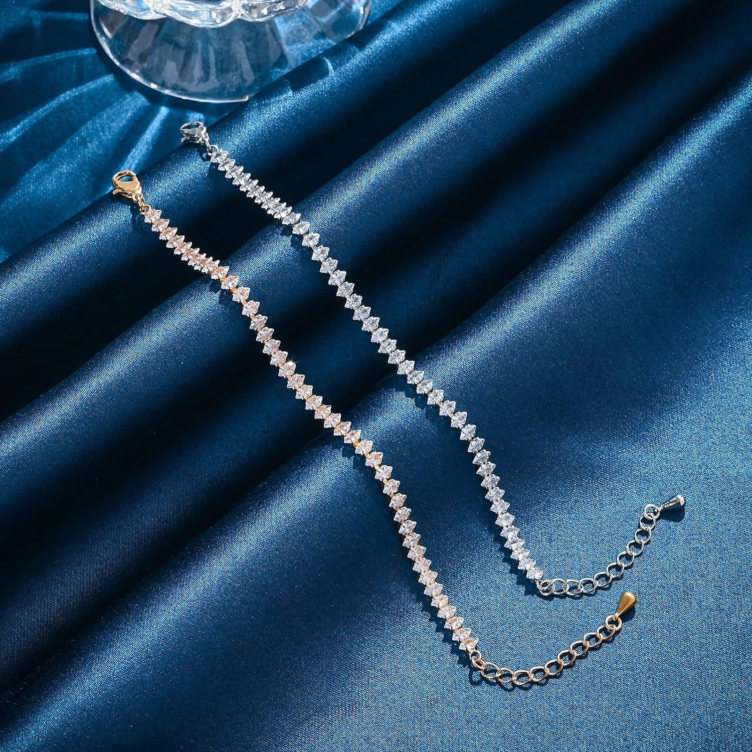 Silver Birthstone Bracelets for Women Girls CZ Stones Adjustable Slider Bracelets Rhodium Tennis Bracelet and Stud Earrings Set